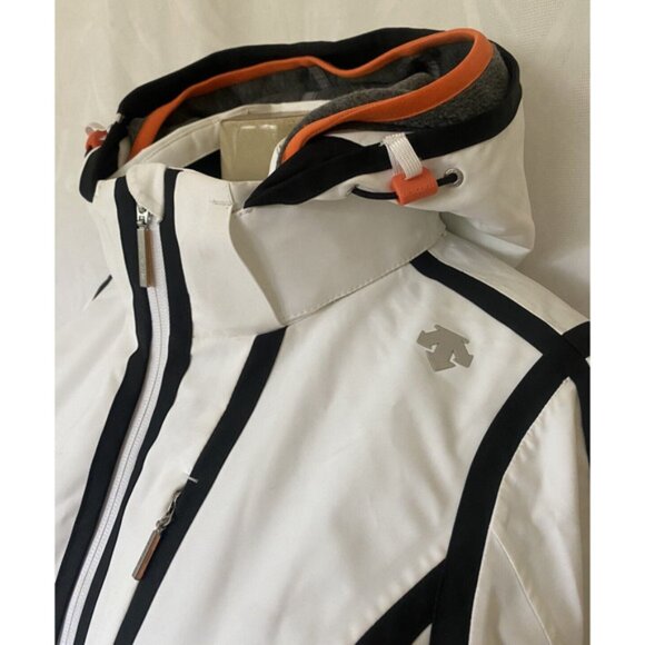 Descente Women's Ski Jacket Puffer White Black Stripe Hood Motion 3D Hea… - Picture 6 of 13